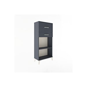 Arges Dolap Tek Raflı 2 Çekmeceli 60x30x134 Antrasit-antrasit