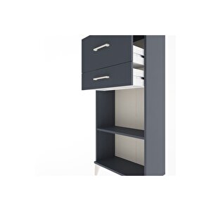 Arges Dolap Tek Raflı 2 Çekmeceli 60x30x134 Antrasit-antrasit