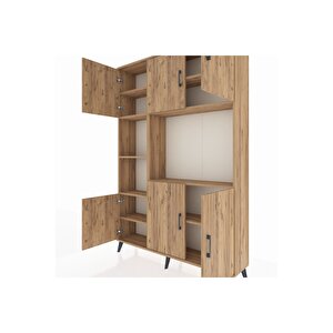 Arges Gardrop 9 Raflı 6 Kapaklı 132x30x195 Çam-çam