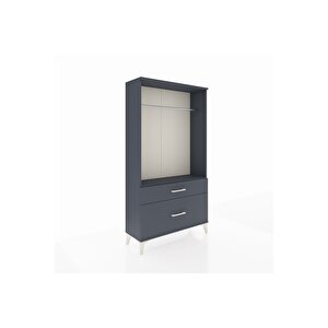 Arges Dolap Tek Raflı 2 Çekmeceli Tek Askılı 88x30x163 Antrasit-antrasit