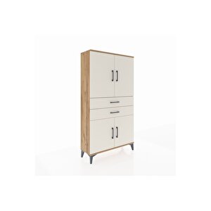 Arges Dolap 3 Raflı 2 Çekmeceli 4 Kapaklı 88x30x163 Çam-aytaşı