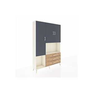 Arges Dolap 6 Raflı 3 Çekmeceli 3 Kapaklı 132x30x195 Aytaşı-antrasit/çam