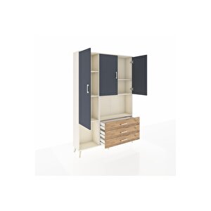 Arges Dolap 6 Raflı 3 Çekmeceli 3 Kapaklı 132x30x195 Aytaşı-antrasit/çam