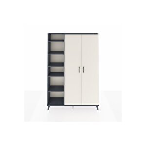 Arges Dolap 7 Raflı 2 Kapaklı Tek Askılı 132x30x195 Antrasit-aytaşı/antrasit