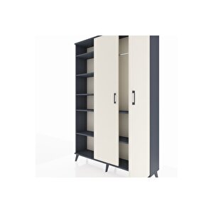 Arges Dolap 7 Raflı 2 Kapaklı Tek Askılı 132x30x195 Antrasit-aytaşı/antrasit