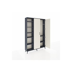 Arges Dolap 7 Raflı 2 Kapaklı Tek Askılı 132x30x195 Antrasit-aytaşı/antrasit