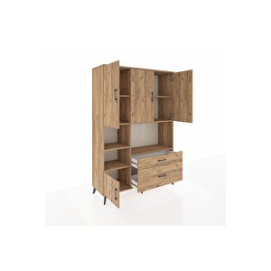 Hyperion Gardrop 7 Raflı 2 Çekmeceli 5 Kapaklı 132x44x195 Çam-çam