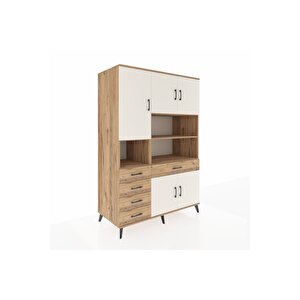 Kronos Dolap 9 Raflı 5 Çekmeceli 5 Kapaklı 132x59x195 Çam-aytaşı/çam