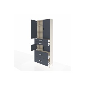 Arges Dolap 4 Raflı 4 Çekmeceli 4 Kapaklı 88x30x243 Aytaşı-antrasit