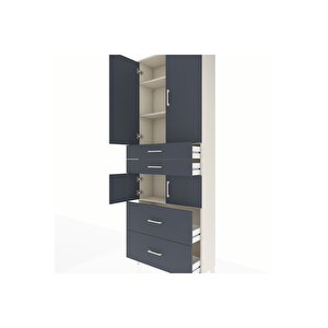 Arges Dolap 4 Raflı 4 Çekmeceli 4 Kapaklı 88x30x243 Aytaşı-antrasit