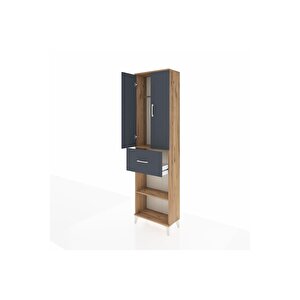Arges Dolap 2 Raflı Tek Çekmeceli Tek Askılı 60x30x221 Çam-antrasit