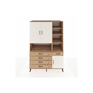 Kronos Dolap 8 Raflı 5 Çekmeceli 3 Kapaklı 132x59x195 Çam-aytaşı/çam