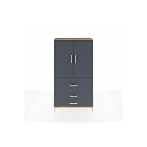 Arges Dolap 3 Raflı 3 Çekmeceli 2 Kapaklı 88x30x163 Çam-antrasit