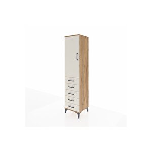 Hyperion Dolap Tek Raflı 5 Çekmeceli Tek Askılı 44x44x195 Çam-aytaşı