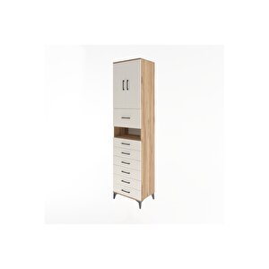 Hyperion Dolap 2 Raflı 7 Çekmeceli 2 Kapaklı 60x44x243 Çam-aytaşı