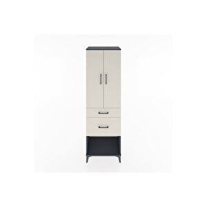 Hyperion Dolap 3 Raflı 2 Çekmeceli 2 Kapaklı 60x44x195 Antrasit-aytaşı
