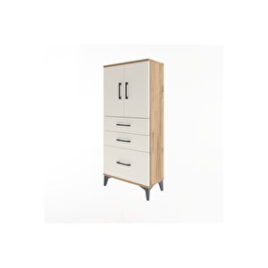 Arges Dolap 2 Raflı 3 Çekmeceli 2 Kapaklı 60x30x134 Çam-aytaşı