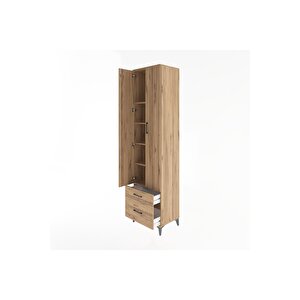 Hyperion Dolap 5 Raflı 2 Çekmeceli 2 Kapaklı 60x44x243 Çam-çam