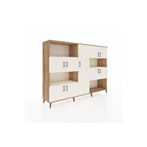 Hyperion Dolap 10 Raflı 9 Kapaklı 220x44x163 Çam-aytaşı