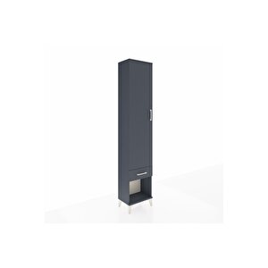 Arges Dolap 2 Raflı Tek Çekmeceli Tek Askılı 44x30x221 Antrasit-antrasit