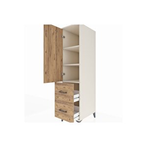 Kronos Dolap 3 Raflı 2 Çekmeceli Tek Kapaklı 44x59x182 Aytaşı-çam