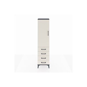 Arges Dolap Tek Raflı 4 Çekmeceli Tek Askılı 44x30x182 Antrasit-aytaşı