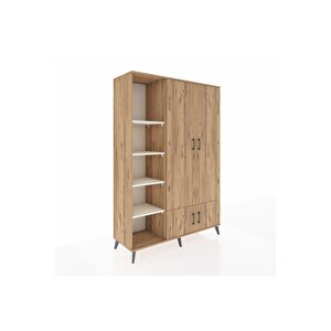 Hyperion Dolap 6 Raflı 4 Kapaklı Tek Askılı 132x44x195 Çam-çam/aytaşı