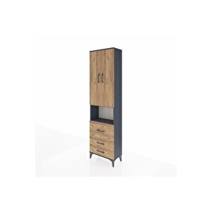 Arges Dolap 3 Raflı 3 Çekmeceli Tek Askılı 60x30x221 Antrasit-çam