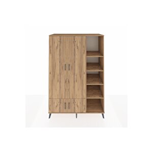 Kronos Dolap 6 Raflı 4 Kapaklı Tek Askılı 132x59x195 Çam-çam/çam