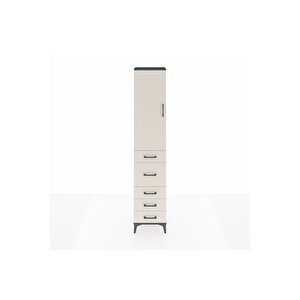 Arges Dolap 3 Raflı 5 Çekmeceli Tek Kapaklı 44x30x221 Antrasit-aytaşı