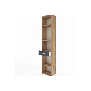 Arges Dolap 4 Raflı Tek Çekmeceli 44x30x221 Çam-antrasit