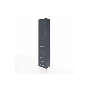 Arges Dolap 2 Raflı 5 Çekmeceli Tek Askılı 44x30x221 Antrasit-antrasit