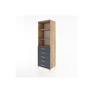 Hyperion Dolap 3 Raflı 5 Çekmeceli 60x44x195 Çam-antrasit