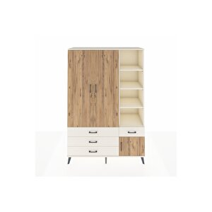 Hyperion Dolap 5 Raflı 4 Çekmeceli Tek Askılı 132x44x195 Aytaşı-çam/aytaşı