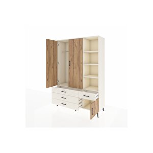 Hyperion Dolap 5 Raflı 4 Çekmeceli Tek Askılı 132x44x195 Aytaşı-çam/aytaşı