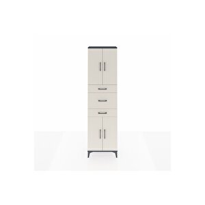 Arges Dolap 3 Raflı 3 Çekmeceli 4 Kapaklı 60x30x221 Antrasit-aytaşı