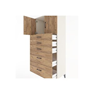 Hyperion Dolap Tek Raflı 5 Çekmeceli 2 Kapaklı 88x44x182 Aytaşı-çam