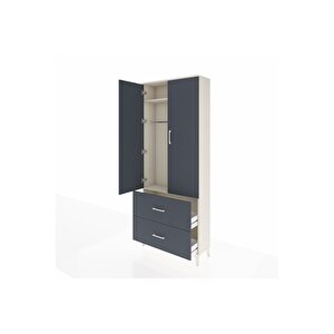 Arges Dolap 2 Raflı 2 Çekmeceli Tek Askılı 88x30x221 Aytaşı-antrasit