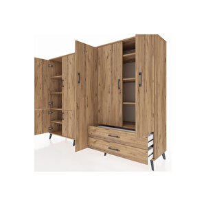 Hyperion Dolap 12 Raflı 2 Çekmeceli 7 Kapaklı 220x44x163 Çam-çam