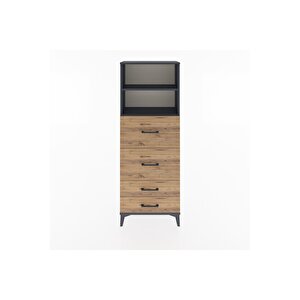 Arges Dolap 2 Raflı 4 Çekmeceli 60x30x163 Antrasit-çam