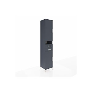 Hyperion Dolap 5 Raflı 2 Çekmeceli 2 Kapaklı 44x44x243 Antrasit-antrasit