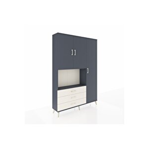 Arges Dolap 7 Raflı 3 Çekmeceli 3 Kapaklı 132x30x195 Antrasit-antrasit/aytaşı