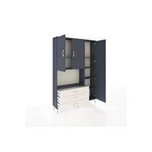 Arges Dolap 7 Raflı 3 Çekmeceli 3 Kapaklı 132x30x195 Antrasit-antrasit/aytaşı