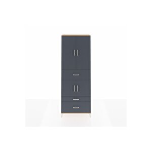 Arges Dolap 4 Raflı 3 Çekmeceli 4 Kapaklı 88x30x243 Çam-antrasit