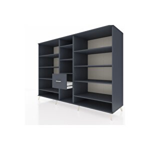 Kronos Dolap 11 Raflı 3 Çekmeceli  220x59x163 Antrasit-antrasit