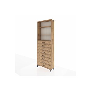 Arges Dolap 3 Raflı 8 Çekmeceli 88x30x243 Çam-çam