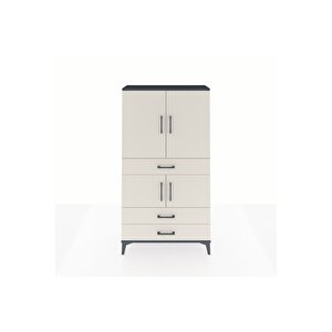 Arges Dolap 3 Raflı 3 Çekmeceli 4 Kapaklı 88x30x163 Antrasit-aytaşı