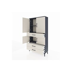 Arges Dolap 3 Raflı 3 Çekmeceli 4 Kapaklı 88x30x163 Antrasit-aytaşı