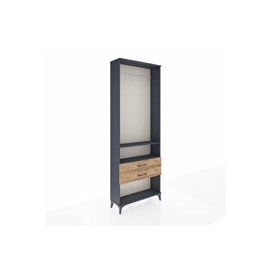 Arges Dolap 2 Raflı 2 Çekmeceli Tek Askılı 88x30x243 Antrasit-çam