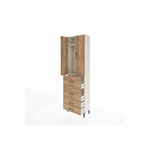 Arges Dolap 2 Raflı 4 Çekmeceli Tek Askılı 60x30x221 Aytaşı-çam